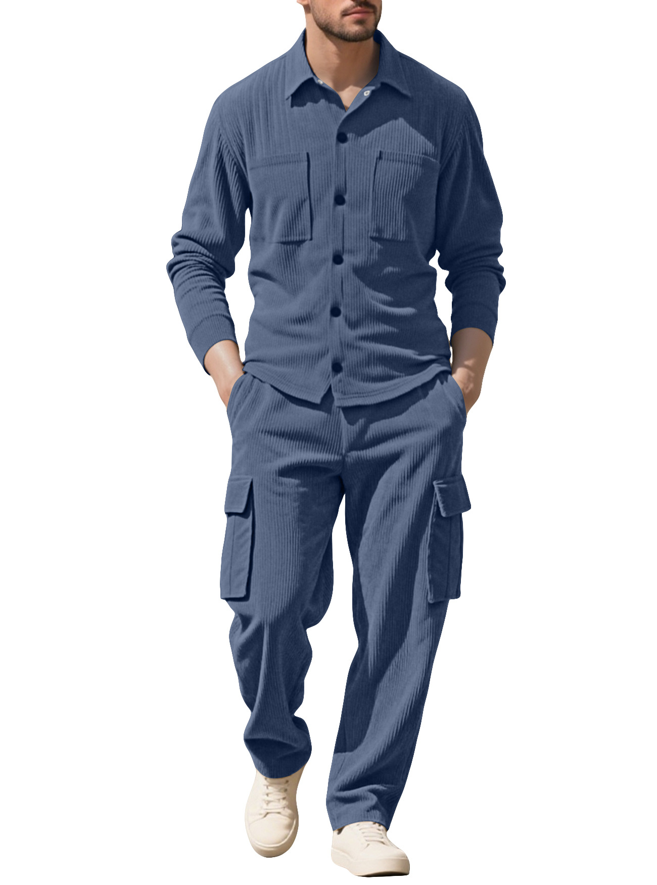 Outdoor Sports Outfit - بدلة رياضية رجالية من قماش الكوردوروي،